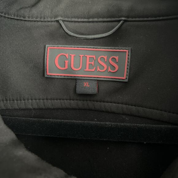 GUESS Men XL Black Soft Shell Lined‎ Full Zip Windbreaker Jacket - Picture 3 of 7